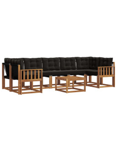 Set di divani con cuscino 8 pcs Naturale e Nero 2