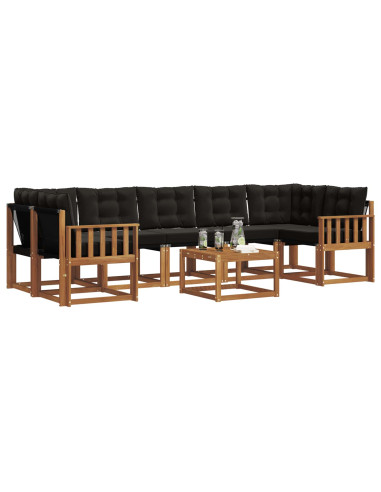 Set di divani con cuscino 8 pcs Naturale e Nero