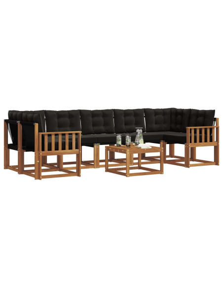 Set di divani con cuscino 8 pcs Naturale e Nero