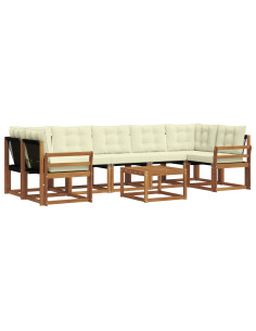 Set di divani con cuscino 8 pcs Naturale e Crema 2