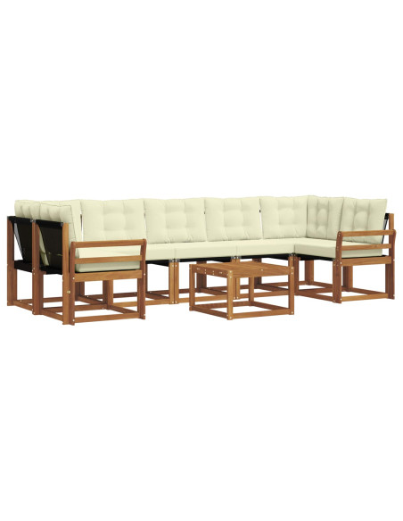 Set di divani con cuscino 8 pcs Naturale e Crema