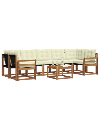 Set di divani con cuscino 8 pcs Naturale e Crema