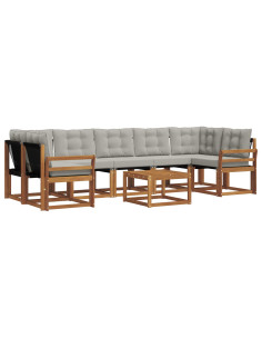 Set di divani con cuscino 8 pcs Grigio Naturale e Chiaro 2