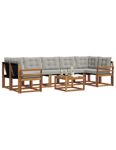 Set di divani con cuscino 8 pcs Grigio Naturale e Chiaro