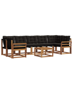 Set di divani con cuscino 8 pcs Naturale e Nero 2