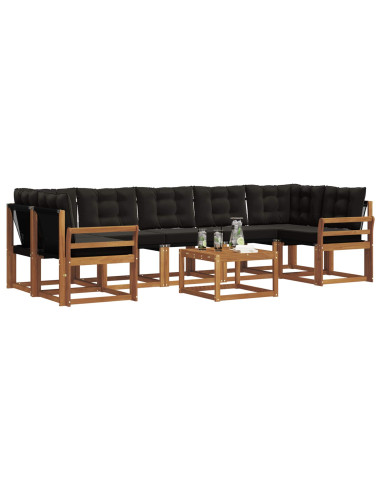 Set di divani con cuscino 8 pcs Naturale e Nero