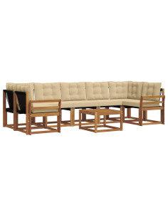 Set di divani con cuscino 8 pcs Naturale e Beige 2