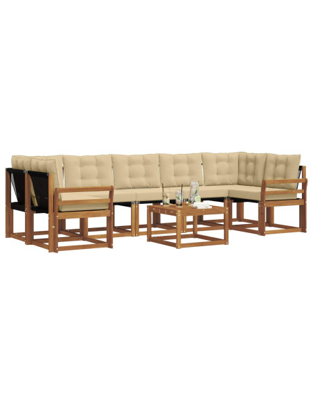 Set di divani con cuscino 8 pcs Naturale e Beige