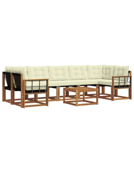 Set di divani con cuscino 8 pcs Naturale e Crema