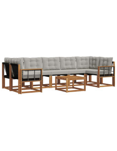 Set di divani con cuscino 8 pcs Grigio Naturale e Chiaro 2