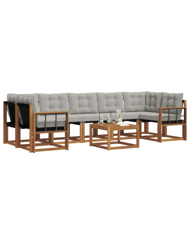 Set di divani con cuscino 8 pcs Grigio Naturale e Chiaro