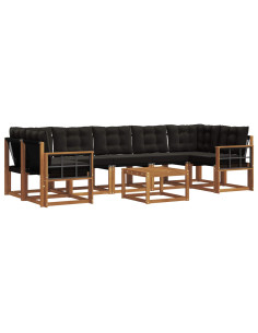 Set di divani con cuscino 8 pcs Naturale e Nero 2
