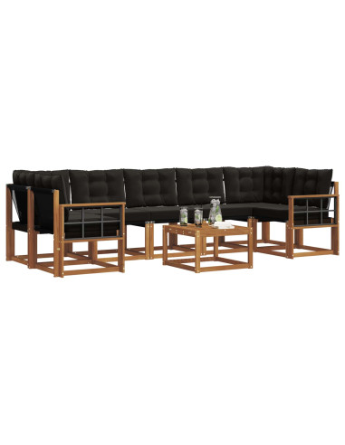 Set di divani con cuscino 8 pcs Naturale e Nero
