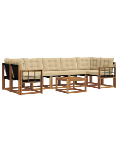 Set di divani con cuscino 8 pcs Naturale e Beige 2