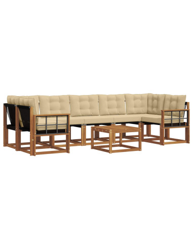 Set di divani con cuscino 8 pcs Naturale e Beige
