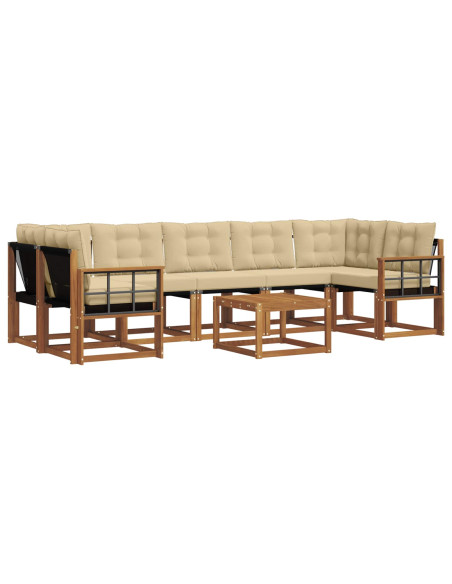 Set di divani con cuscino 8 pcs Naturale e Beige