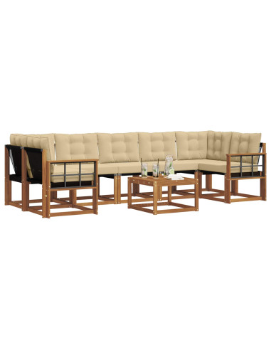 Set di divani con cuscino 8 pcs Naturale e Beige