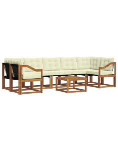 Set di divani con cuscino 8 pcs Naturale e Crema 2