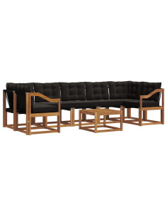 Set di divani con cuscino 8 pcs Naturale e Nero 2