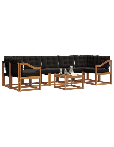 Set di divani con cuscino 8 pcs Naturale e Nero