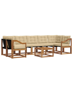 Set di divani con cuscino 8 pcs Naturale e Beige 2