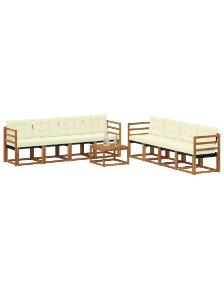 Set di divani con cuscino 9 pcs Naturale e Crema