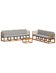 Set di divani con cuscino 9 pcs Grigio Naturale e Chiaro 2