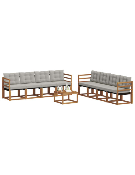 Set di divani con cuscino 9 pcs Grigio Naturale e Chiaro