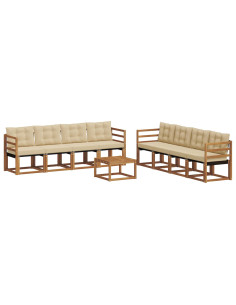 Set di divani con cuscino 9 pcs Naturale e Beige 2