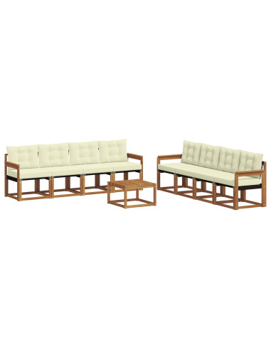 Set di divani con cuscino 9 pcs Naturale e Crema