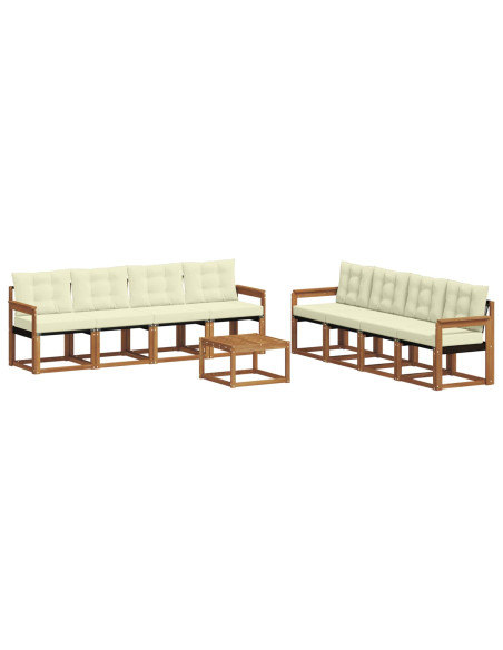 Set di divani con cuscino 9 pcs Naturale e Crema