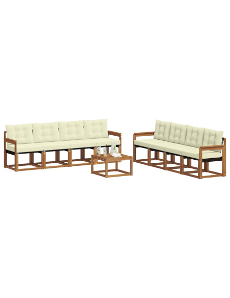 Set di divani con cuscino 9 pcs Naturale e Crema
