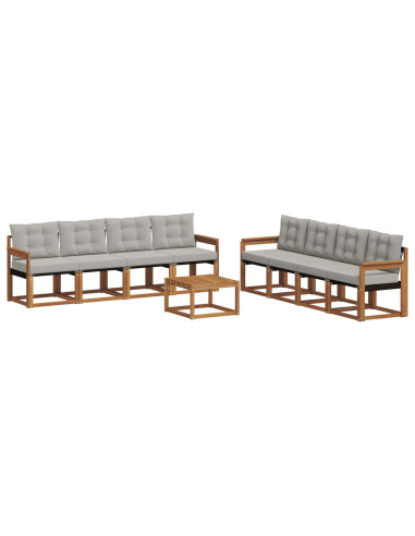 Set di divani con cuscino 9 pcs Grigio Naturale e Chiaro