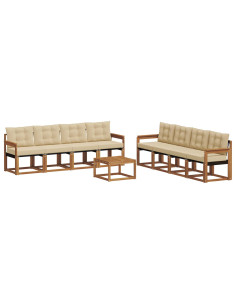 Set di divani con cuscino 9 pcs Naturale e Beige 2