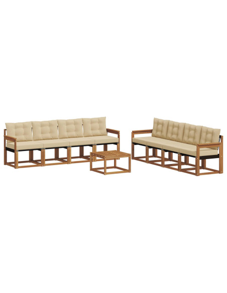 Set di divani con cuscino 9 pcs Naturale e Beige