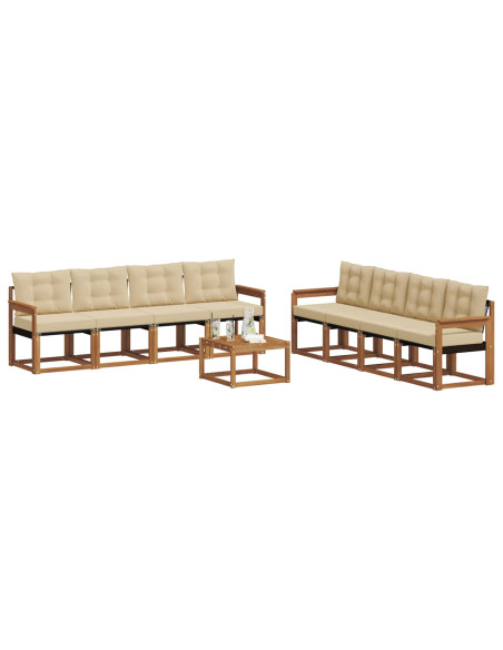 Set di divani con cuscino 9 pcs Naturale e Beige