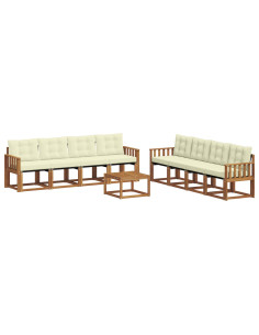 Set di divani con cuscino 9 pcs Naturale e Crema 2