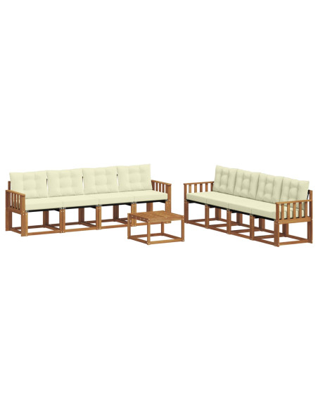Set di divani con cuscino 9 pcs Naturale e Crema