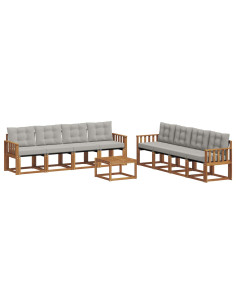 Set di divani con cuscino 9 pcs Grigio Naturale e Chiaro 2