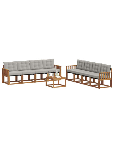 Set di divani con cuscino 9 pcs Grigio Naturale e Chiaro