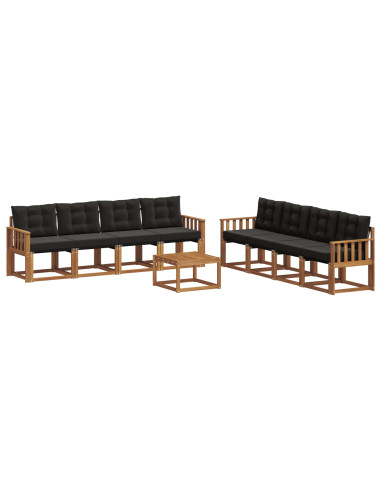 Set di divani con cuscino 9 pcs Naturale e Nero
