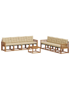 Set di divani con cuscino 9 pcs Naturale e Beige 2