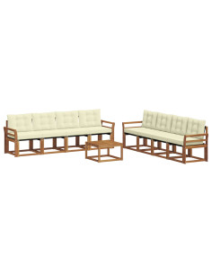 Set di divani con cuscino 9 pcs Naturale e Crema 2