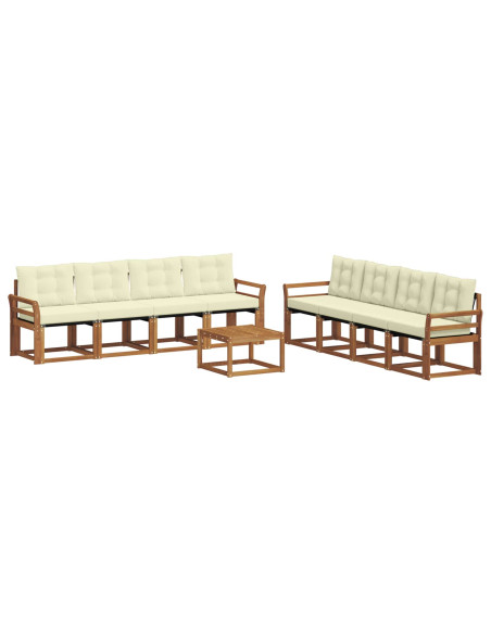 Set di divani con cuscino 9 pcs Naturale e Crema