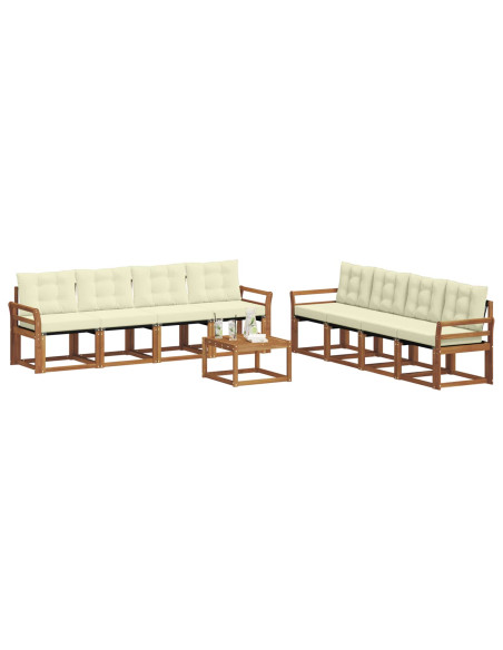 Set di divani con cuscino 9 pcs Naturale e Crema