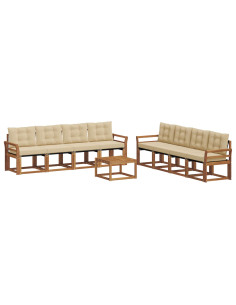 Set di divani con cuscino 9 pcs Naturale e Beige 2
