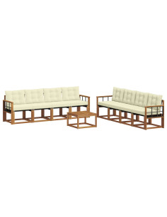 Set di divani con cuscino 9 pcs Naturale e Crema 2