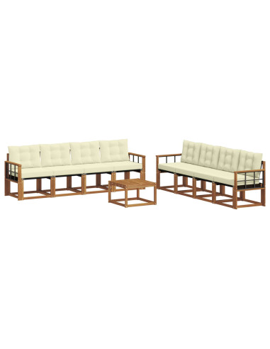 Set di divani con cuscino 9 pcs Naturale e Crema