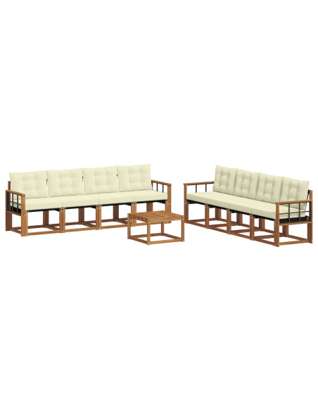 Set di divani con cuscino 9 pcs Naturale e Crema