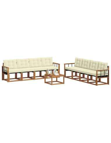 Set di divani con cuscino 9 pcs Naturale e Crema